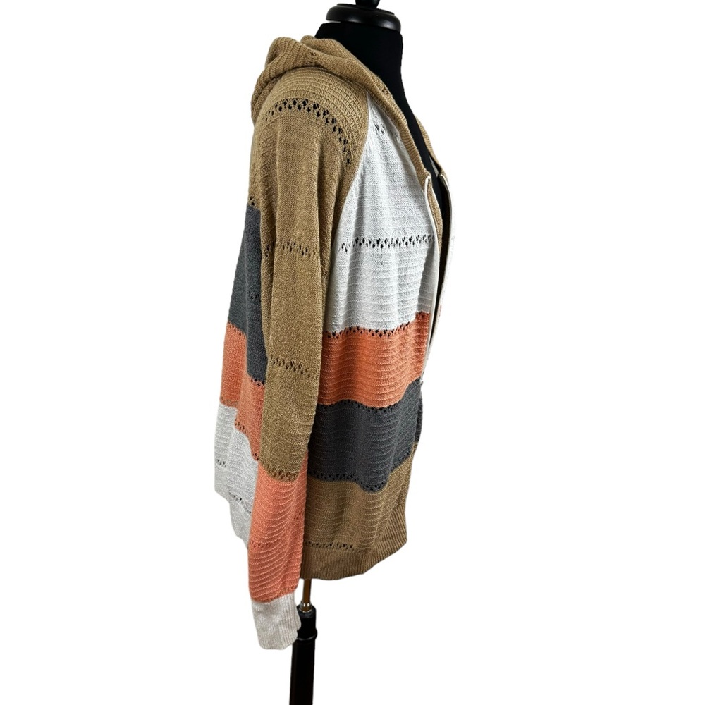 Plus Size Knit Colorblock Jacket Full Zip Hooded Size 2XL XXL - Picture 5 of 14